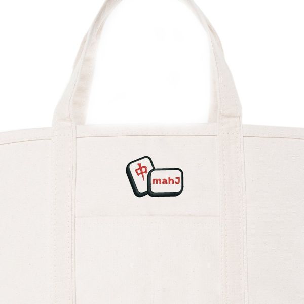 Natural Large Classic Tote - Mahj Tiles