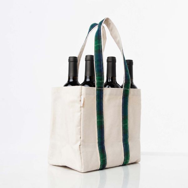 Plaid Four Bottle Wine Carrier