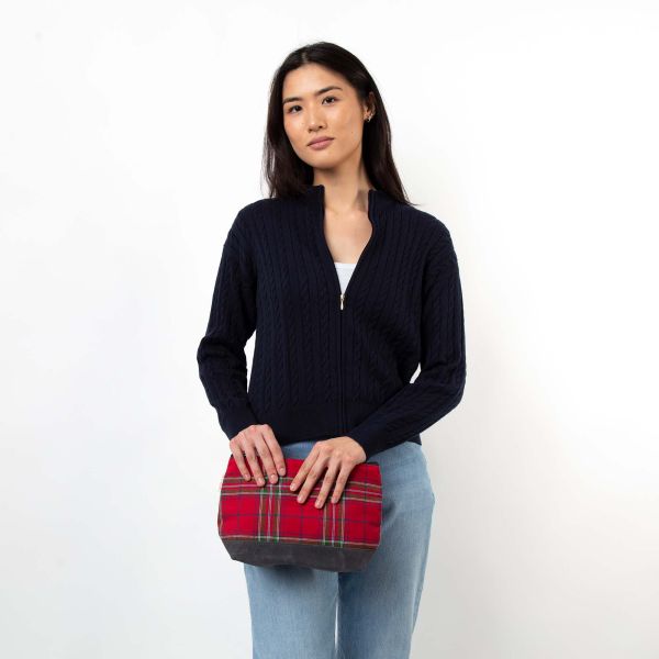 Plaid with Slate Waxed Clutch
