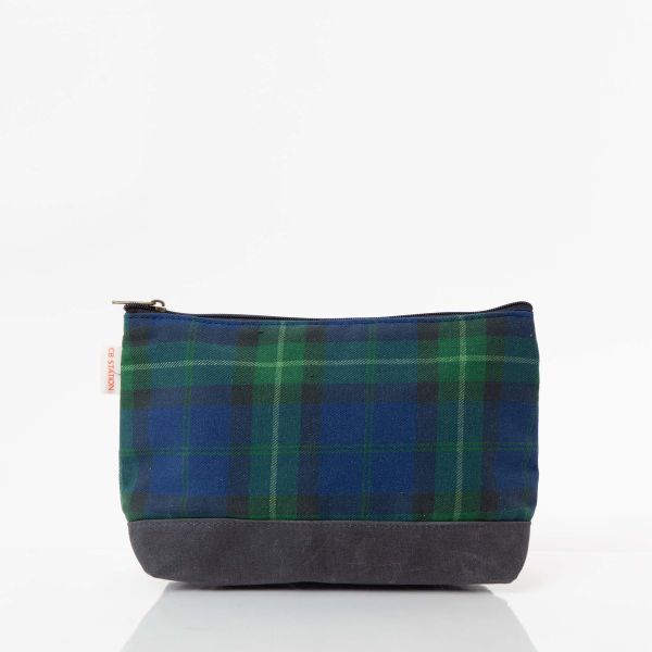 Plaid with Slate Waxed Clutch