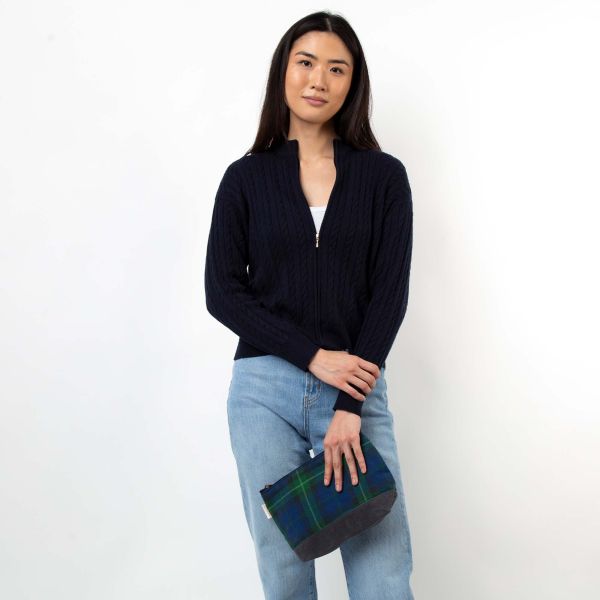 Plaid with Slate Waxed Clutch