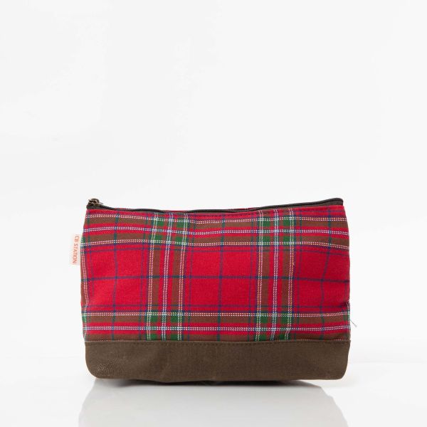 Plaid with Olive Waxed Clutch