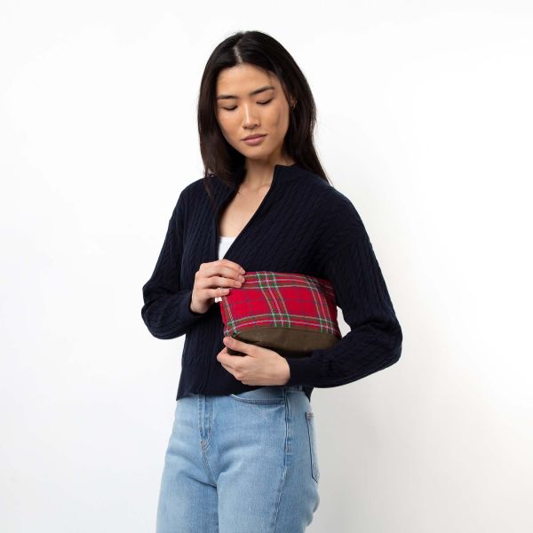 Plaid with Olive Waxed Clutch
