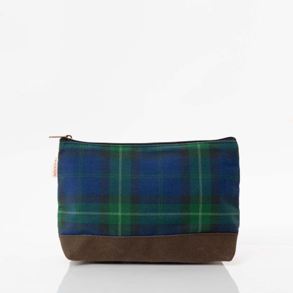 Plaid with Olive Waxed Clutch