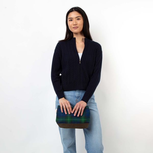 Plaid with Olive Waxed Clutch