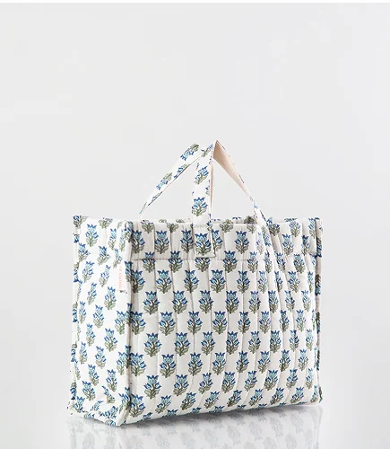 Block print canvas weekender bag