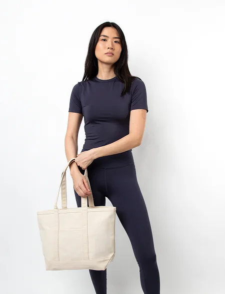 Classic canvas tote bag with leather handles