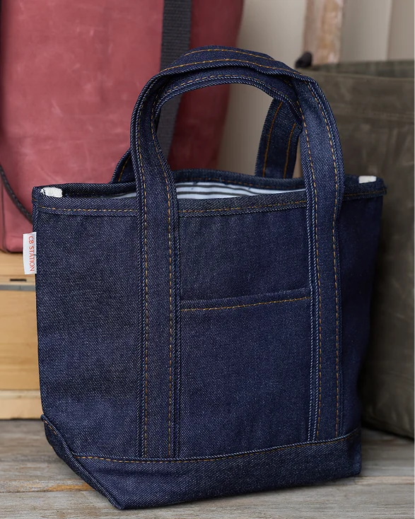 Heritage Denim Open Top Tote with contrast handles