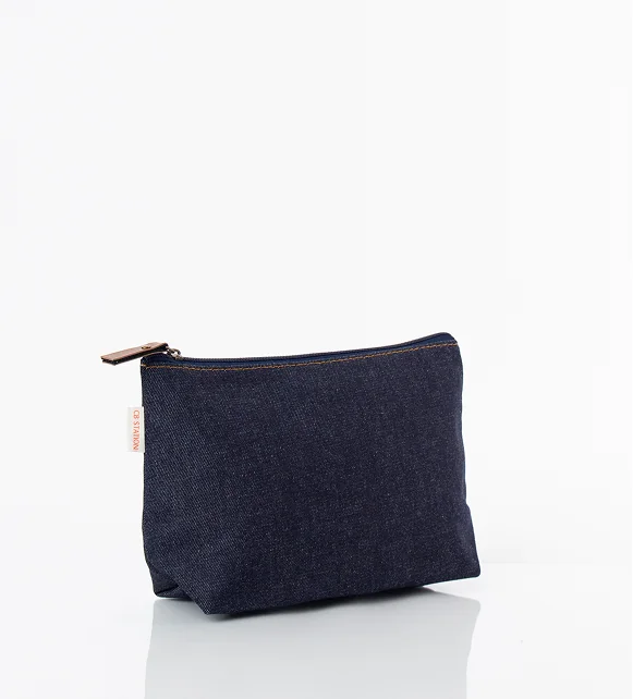 Heritage denim clutch with zipper closure