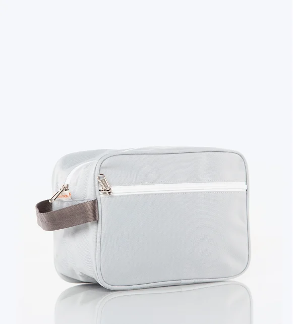 Gray canvas travel kit bag