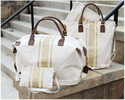 Brushed Canvas Gold Natural Bags