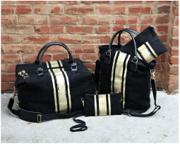 Brushed Canvas Gold Black Bags