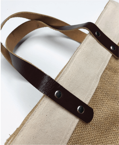 Jute Market Bag With Leather Handle